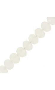Faceted glass rondelle beads 4x3mm White pearl shine coating
